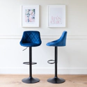 Lot de 2 tabourets de bar en velours bleu ROBIN